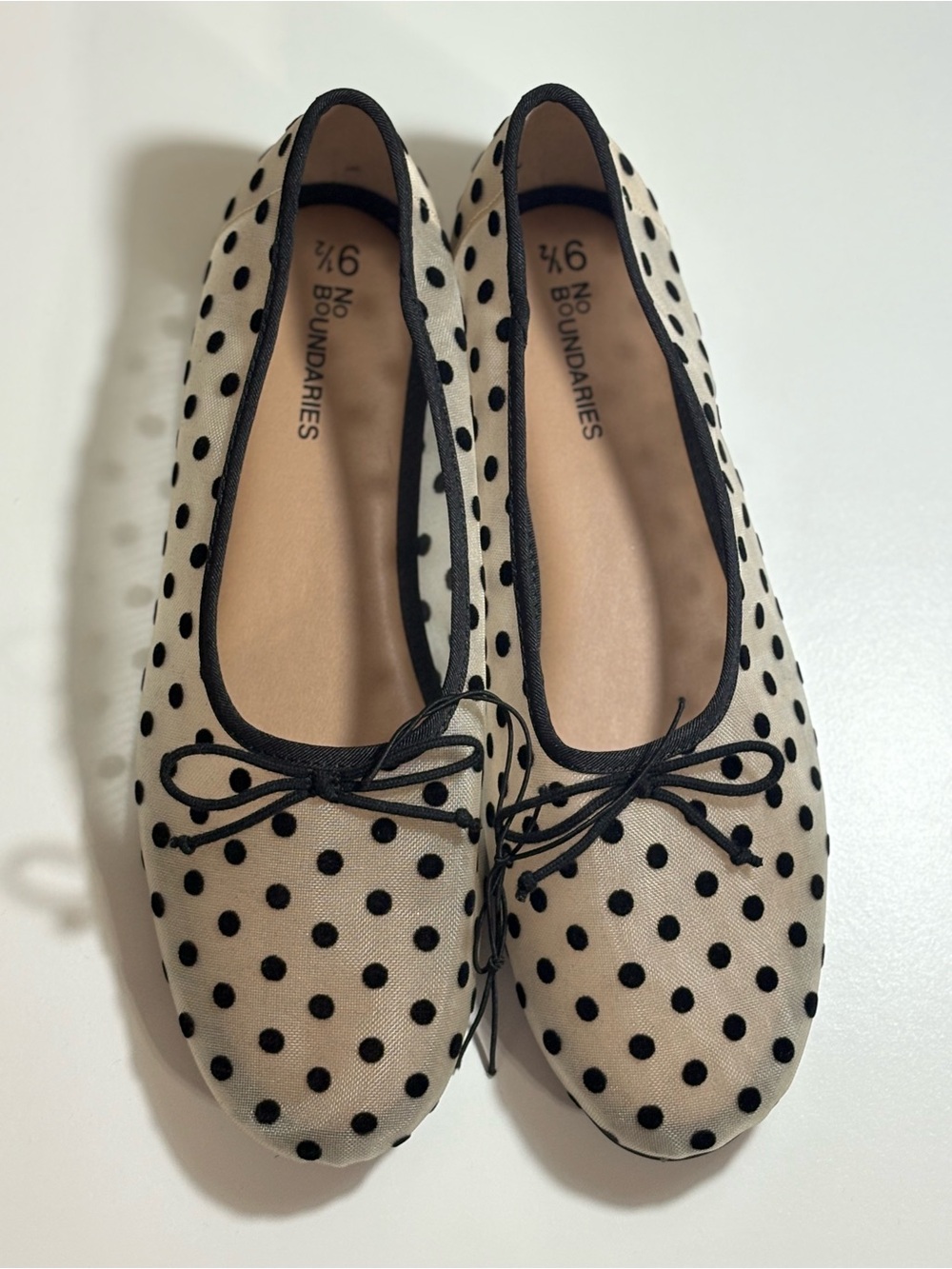 No Boundaries Cream and Black Polka Dot Ballet Flats